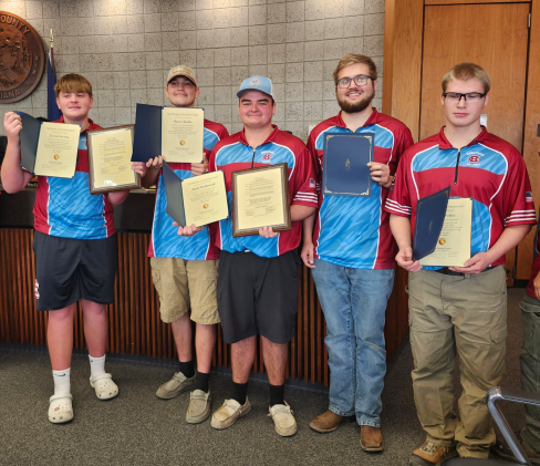 Hanover Central Students Jaxon Sassong, Bryan Barber, Hank Walkowiak, Kayden Porter and Rylan Porter, were Junio Gold Class C Division champions at the AIM Grand National World Youth Championships in Sparta, Illinois.